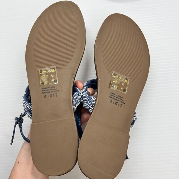 Draper James Blue Julianna Braided Embellished T-Strap Flat Sandals Size 10 - Picture 9 of 9